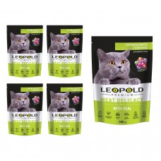 Вологий корм LEOPOLD М'ясний делікатес преміум з телятиною для котів 100г (4+1)