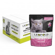 Вологий корм LEOPOLD М'ясні делікатеси з м'ясом індички для котів 500г (10+2)