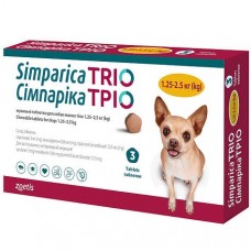 Сімпаріка ТРІО жув табл д/собак 1,3-2,5 кг(таблетка)*3 "Зоетіс" (ціна за 1таблетку)