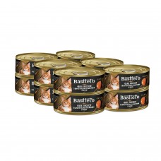 Вологий корм Basttet`O Gold  Філе лосося з шматочками яловичини в желе для котів (10+2)