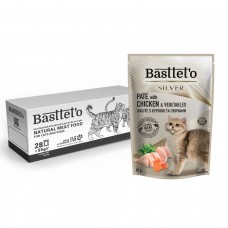 Вологий корм Basttet`O SILVER Паштет  з куркою та овочами для котів (24+4)